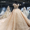 Jancember HTL1289 Champagne Bridal Gowns Lace Off Shoulder Beaded Wedding Dress